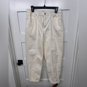 Cream High-Waisted Barrel Jeans